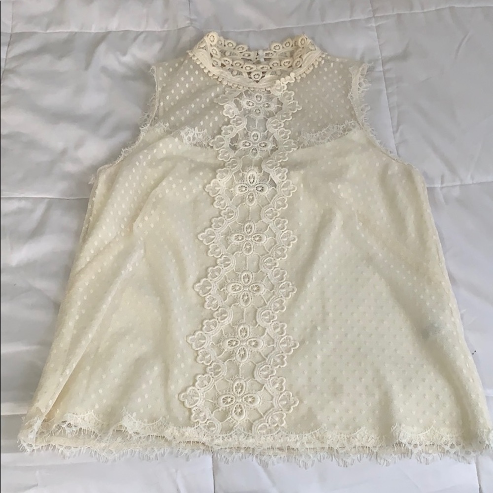 Nanette Lepore cream lace sleeveless top
